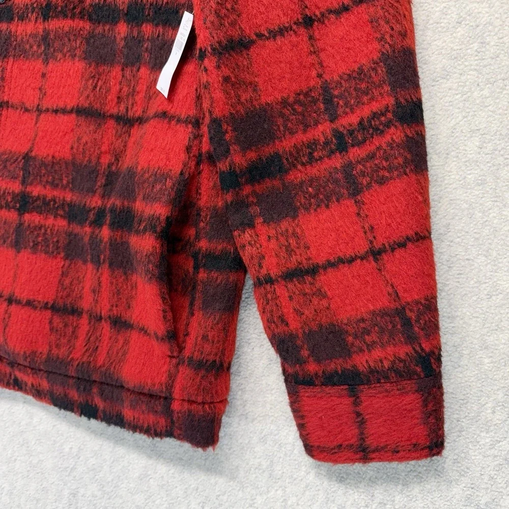 Old Navy Red Black Buffalo Plaid Sherpa Lined Jacket Men's Medium NWT